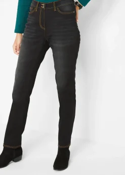Jean droit taille mi-haute élastiquée, doublure chaude