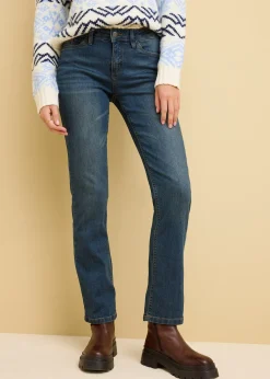 Jean droit taille mi-haute, extensible