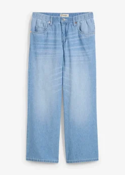Jean droit taille mi-haute et élastiquée, raccourci