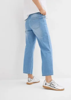 Jean droit taille mi-haute et élastiquée, raccourci