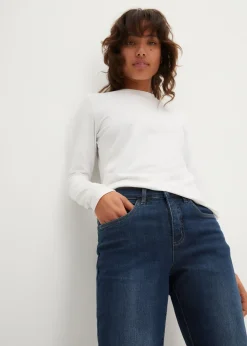 Jean droit taille mi-haute, extensible