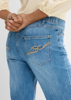 Jean droit taille mi-haute et élastiquée