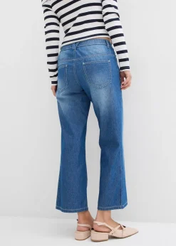 Jean droit taille mi-haute et élastiquée, raccourci