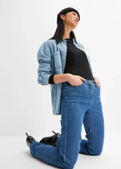 Jean droit taille mi-haute, extensible