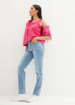 Jean droit taille mi-haute, extensible
