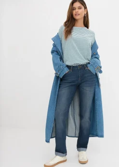 Jean droit taille mi-haute, extensible