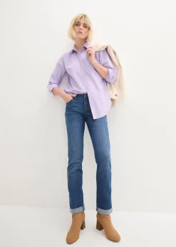 Jean droit taille mi-haute, extensible