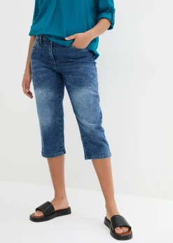 Jean droit, taille mi-haute, extensible