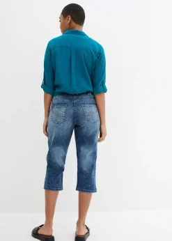 Jean droit, taille mi-haute, extensible