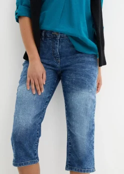 Jean droit, taille mi-haute, extensible