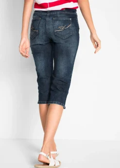 Jean droit, taille mi-haute, extensible