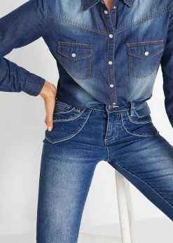 Jean droit taille mi-haute, cropped