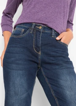 Jean droit taille mi-haute, extensible