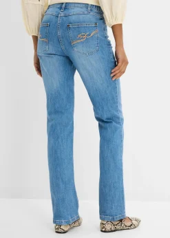 Jean droit taille mi-haute et élastiquée