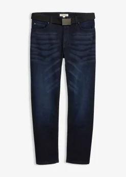Jean extensible regular avec ceinture, droit