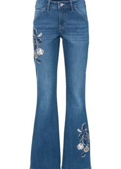 Jean Flare avec broderies florales