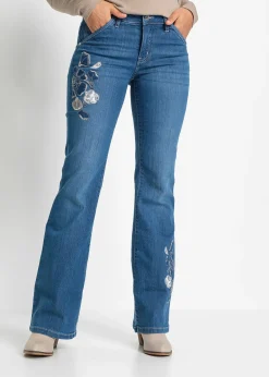 Jean Flare avec broderies florales