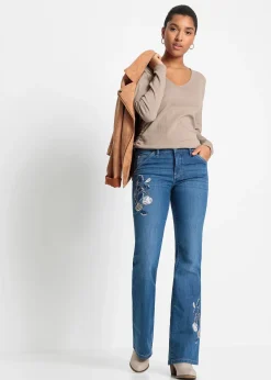 Jean Flare avec broderies florales