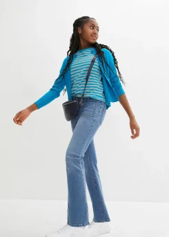 Jean flare taille mi-haute, ceinture extensible