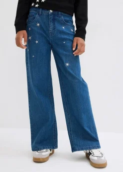 Jean large à broderie pour filles