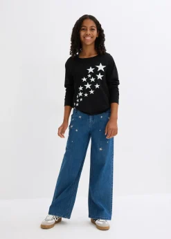 Jean large à broderie pour filles