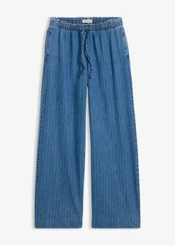 Jean large à taille entièrement élastiquée, coton