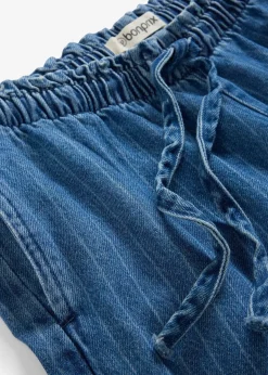 Jean large à taille entièrement élastiquée, coton
