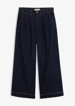 Jean large à taille haute élastiquée