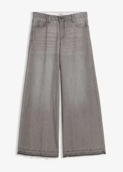 Jean large à taille mi-haute élastiquée
