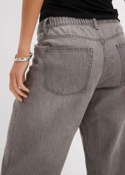 Jean large à taille mi-haute élastiquée