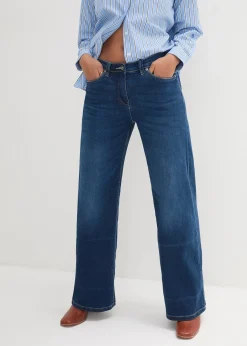 Jean large à taille mi-haute élastiquée