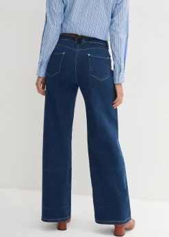 Jean large à taille mi-haute élastiquée