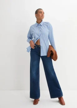 Jean large à taille mi-haute élastiquée