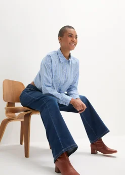 Jean large à taille mi-haute élastiquée