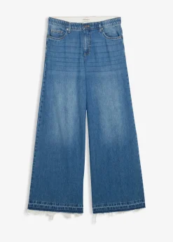 Jean large à taille mi-haute élastiquée