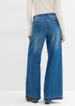 Jean large à taille mi-haute élastiquée
