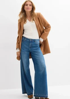 Jean large à taille mi-haute élastiquée