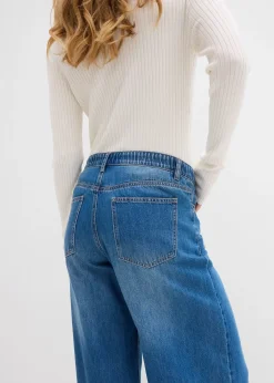 Jean large à taille mi-haute élastiquée