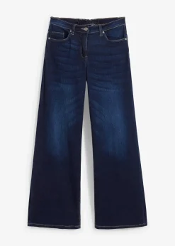 Jean large à taille mi-haute élastiquée