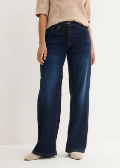Jean large à taille mi-haute élastiquée