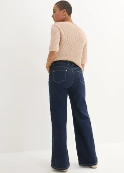 Jean large à taille mi-haute élastiquée