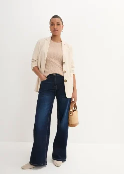 Jean large à taille mi-haute élastiquée