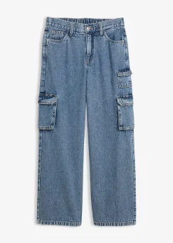 Jean large cargo, taille mi-haute
