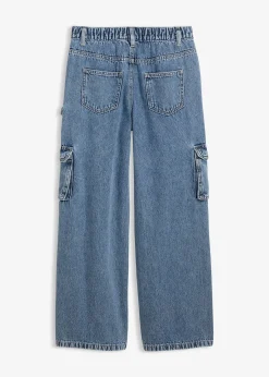 Jean large cargo, taille mi-haute