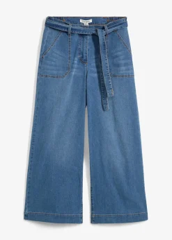 Jean large raccourci, taille haute élastiquée