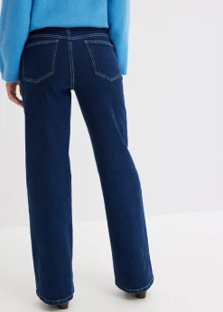 Jean large taille haute, coton