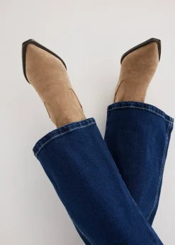 Jean large taille haute, coton