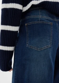 Jean large taille haute élastiquée, long