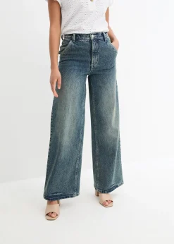 Jean large taille haute, peu extensible