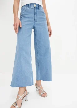 Jean large, taille haute, raccourci